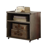 Aluminum 2-Shelf Nightstand with Nailhead Trim and Casters B062P209002