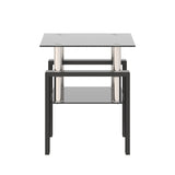 1-Piece Modern Tempered Glass Tea Table Coffee Table End Table, Square Table for Living Room, Black W241104204