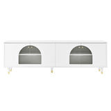 Contemporary TV Stand with Adjustable Shelves for TVs Up to 78'', Stylish Media Console with Gold 42216747