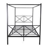 Metal Canopy Bed Frame, Platform Bed Frame Queen with X Shaped Frame Queen Black W84034643