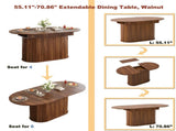 55.11"-70.86" Extendable Dining Table, with Striped Legs for Living Room & Kitchen W757P411745