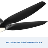 ZNTS 60 In Intergrated LED Ceiling Fan Lighting with Black ABS Blade W136755953