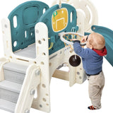 ZNTS Kids Slide Playset Structure, Castle Climbing Crawling Playhouse with Slide, Arch Tunnel, Ring Toss, 00123979