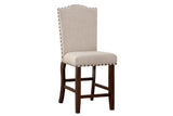 Classic Cream Upholstered Cushion Chairs Set of 2pc Counter Height Dining Chair Nailheads Solid wood B011P148642