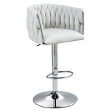 360&deg Fabric cover Swivel Bar Stools Set of 2, Adjustable Counter Height Bar Chairs with Woven Back & W2215P184992