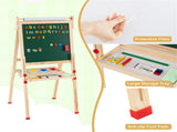Natural Pine Wood 3-in-1 Kids Art Easel with Magnetic Whiteboard & Chalkboard, Adjustable Height 53682612