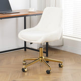 Modern teddy fleece fabric with gold legs living room furniture dining chair, soft and comfortable, W210127514