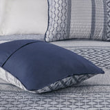 4 Piece Jacquard Quilt Set with Throw Pillow Navy Full/Queen B03597587
