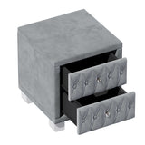Elegant Velvet Nightstand with 2 Drawers and Crystal Handle, Storage Bedside Table with 63928278