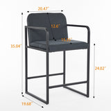 Set of 2,Modern Upholstered Counter Height Bar Stool with Armrests, Metal Frame and Padded Seat, 35699034