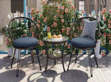 Outdoor Leisure Set, 2 Rattan Single Chairs with A Glass Round Table, Perfectly Suited for N711P256422C