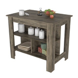 Kitchen Island Dozza, Three Shelves, Dark Brown Finish B092122908