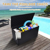 260 Gallon Resin Outdoor Deck Box Waterproof, Extra Large Patio Storage Box with Lockable Storage 84147687