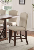 Classic Cream Upholstered Cushion Chairs Set of 2pc Counter Height Dining Chair Nailheads Solid wood B011P148642
