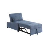 Contemporary Blue Gray Sleeper Sofa Chair Pillow Plush Tufted Seat 1pc Convertible Sofa Chair Sherpa B011P163903