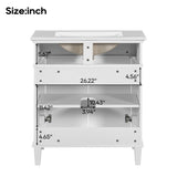 ZNTS 30-inch bathroom vanity with ceramic basin, soft close door and adjustable shelves N729P173380K