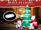 7.5FT Lighted Christmas Inflatable Decoration, Inflatable Christmas Tree with Santa and Snowman, 00586635