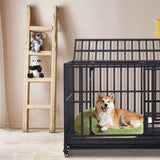 ZNTS 42 Inch Heavy Duty Dog Crate, 3-Door Dog Kennel for Medium to Large Dogs with Lockable Wheels and 82726389