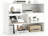 White Geometric Concave Bookshelf, 3-Tier Open Freestanding Display Shelf, Engineered Wood Storage 88021186