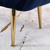 Sira Velvet Button Tufted Bench with Gold Metal Legs, Blue T2574P164597
