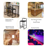 Black Bar Stool with Backrest Set of 2 Counter Height PU Leather Upholstered Bar Chairs with W1757122139