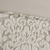 3 piece Tufted Cotton Chenille Damask Comforter Set Taupe Full/Queen B03597173