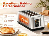 4-Slice Stainless Steel Toaster, LED Display Toaster with 6 Browning Levels & 4 Bread Modes, Defrost 26390251