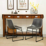 Lotusville Vintage PU Leather Dining Chairs, Set of 2, Antique Grey T2574P164554