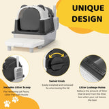 Stainless Steel Cat Litter Box with Panda Design, Extra Large Litter Box with Lid for Big Cats, 56119504