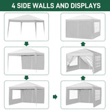 ZNTS 3 x 3m Two Doors & Two Windows Practical Waterproof Right-Angle Folding Tent White 31516518