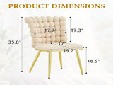 Set of 2 Luxury Cream Bubble Tufted Swivel Chair, Premium Velvet Upholstered Accent Chair with Gold W3875P457865