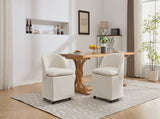 058-Set of 2 Chenille Fabric Dining Chairs With Universal Wheels,Beige W527P242552