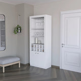 White Bar Cabinet with Wine Storage and Three Shelves B062P193658