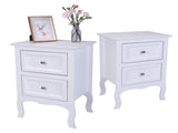 2pcs Country Style Two-Tier Night Tables Large Size White 34800355