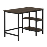 Black Finish 2-Piece Writing Desk Set with Chair Industrial Style Metal Frame Faux Leather B011P182511