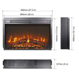 ZNTS 26 inch electric fireplace insert, ultra thin heater log set & realistic flame, remote control 51625515