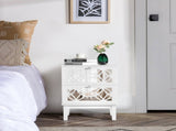 2pcs 45*30*60cm MDF Spray Paint, Smoked Mirror, Two-Drawn Carving, Bedside Table, White 22300733