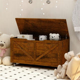 Storage Chest, Storage Trunk on Wheels with Brakes, Sturdy Storage Bench Supports 300 lb, Wooden GL-W1785136023