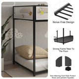 ZNTS Adam Twin Twin Bunk Bed Metal Black with White Mesh Guard Rail for Kids and Adult, Low Profile and B083P170084