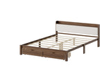 Full Size Bed with Storage Drawers, Upholstered Headboard, Solid Wood Slat Support, No Box Spring W5767P517426