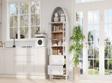 K&K 71" Tall Arched Kitchen Pantry Cabinet with 2 Large Drawers, Modern Farmhouse Kitchen Storage N707P288972W