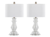 Bishop 24" Contemporary Glass Table Lamp in Clear Seeded Glass, Brushed Nickel and White Linen Shade B202P224033