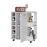 ZNTS Woodland Bar Cart with Casters, Wine Rack and Open Shelf White B062111726