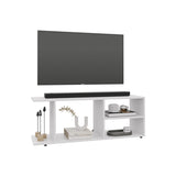 Entertainment Center 17.8" H, with 4 Shelves and 4 Legs, White B097P250863
