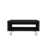 ZNTS Coffee Table 10.6" H, 1 shelf, 4 legs, Black B097P250873