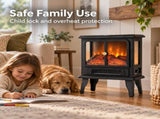 Mini Electric Fireplace Stove with 3D Flame, Timer and Remote, Black Double Door, 13.98 x x 69362552