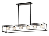 6-Light Farmhouse, Modern Industrial Linear Rectangular Crystal Pendant Light Cage W1592P232593