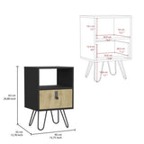 Huna Nightstand, Stylish Storage with Hairpin Leg, Open Shelf and Drawer B070P173218