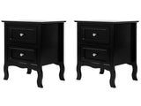 2pcs Country Style Two-Tier Night Tables Large Size Black 71235334