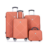 4-piece ABS lightweight suitcase, 14 inch makeup box, aircraft wheels DARK ORANGE W284P149257